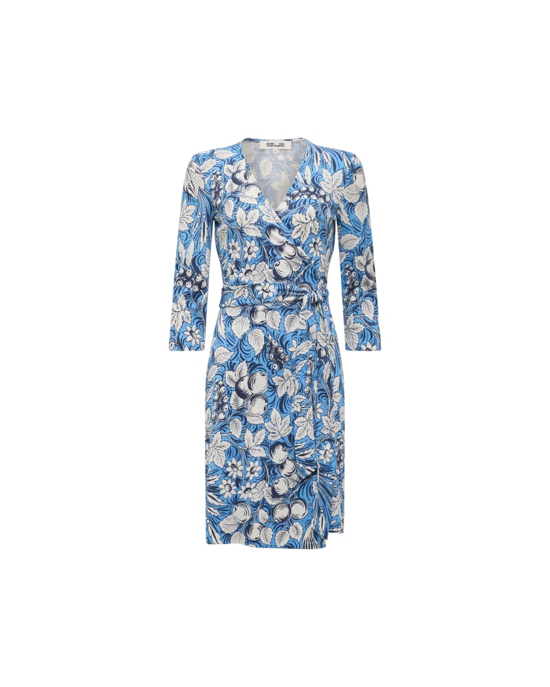 Front of a size XL DVF NEW JULIAN TWO DRESS in Blue by Diane von Furstenberg. | dia_product_style_image_id:331639